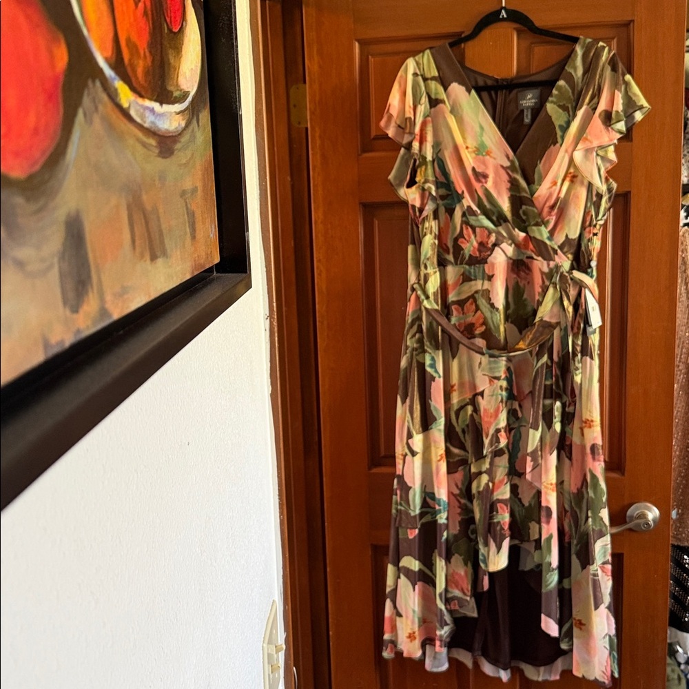 Adrianna Papell Floral Faux Wrap Dress - New w/tags Sz 16W